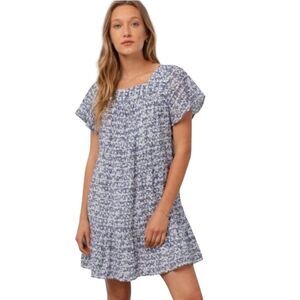 Rails Women's Size M Valentina Ruffle Hem‎ Cottagecore Dress Blue Floral Square